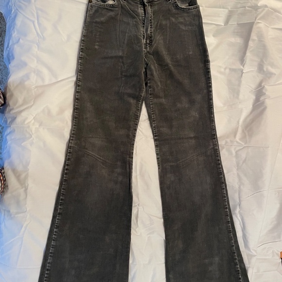 RARE! Y2K Grey Corduroy Hippie Flare Bellbottom MADE IN FRANCE AMNESIA JEANS - Picture 7 of 7